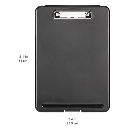 Amazon Basics Sturdy Plastic Storage Clipboard for School & Office Supplies, Lightweight, Black, 2-Pack