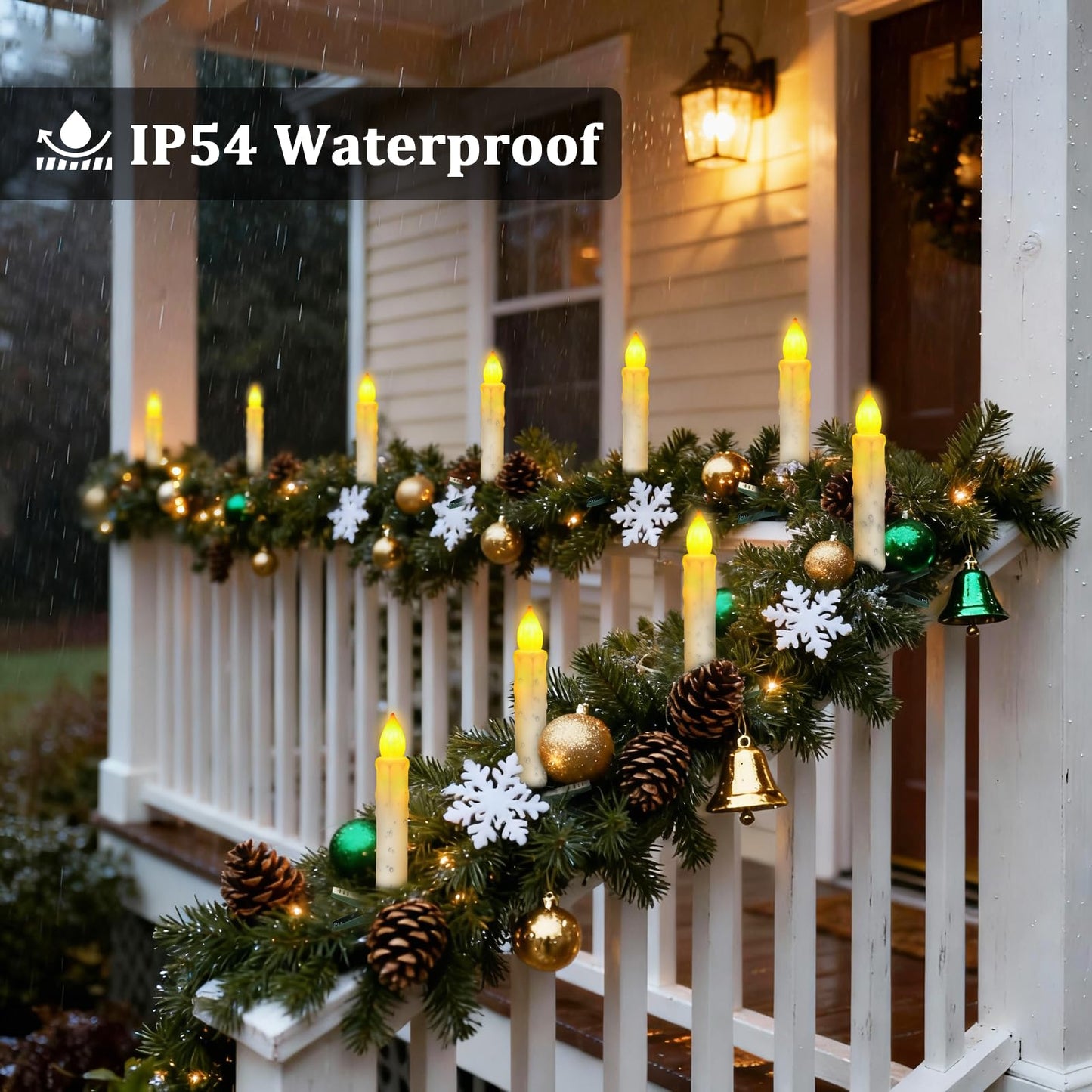 PChero Christmas Tree Candle String Lights with Remote Timer, 30Ft 30 LED Battery Operated Clip on Candles Lights, Waterproof Flickering Flameless Candle String Lights for Home Wedding Party Decor