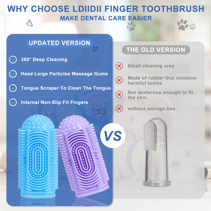 LDIIDII Dog Toothbrush Dog Tooth Brushing Kit Dog Finger Toothbrush for Dog Teeth Cleaning&Dog Dental Care,Cat Toothbrush Dog Tooth Brush Puppy Toothbrush (Blue Green Pink Purple(4-Pack))