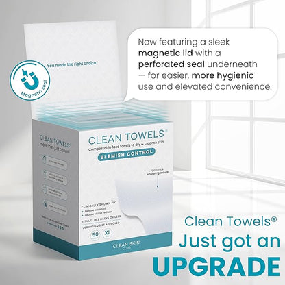 Clean Skin Club Blemish Control Clean Towels® XL, Compostable Face Towels