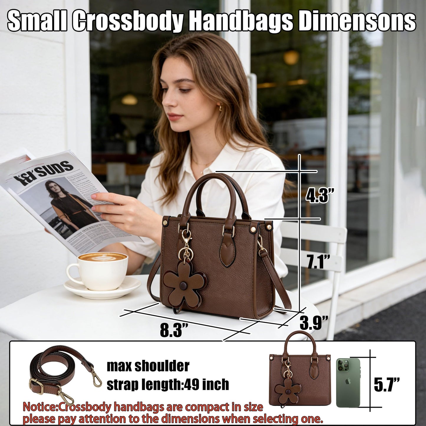 Small Crossbody Bags for Women Mini Leather Shoulder Satchel Purses Top Handle Tote Handbags with Adjustable Strap for ladies