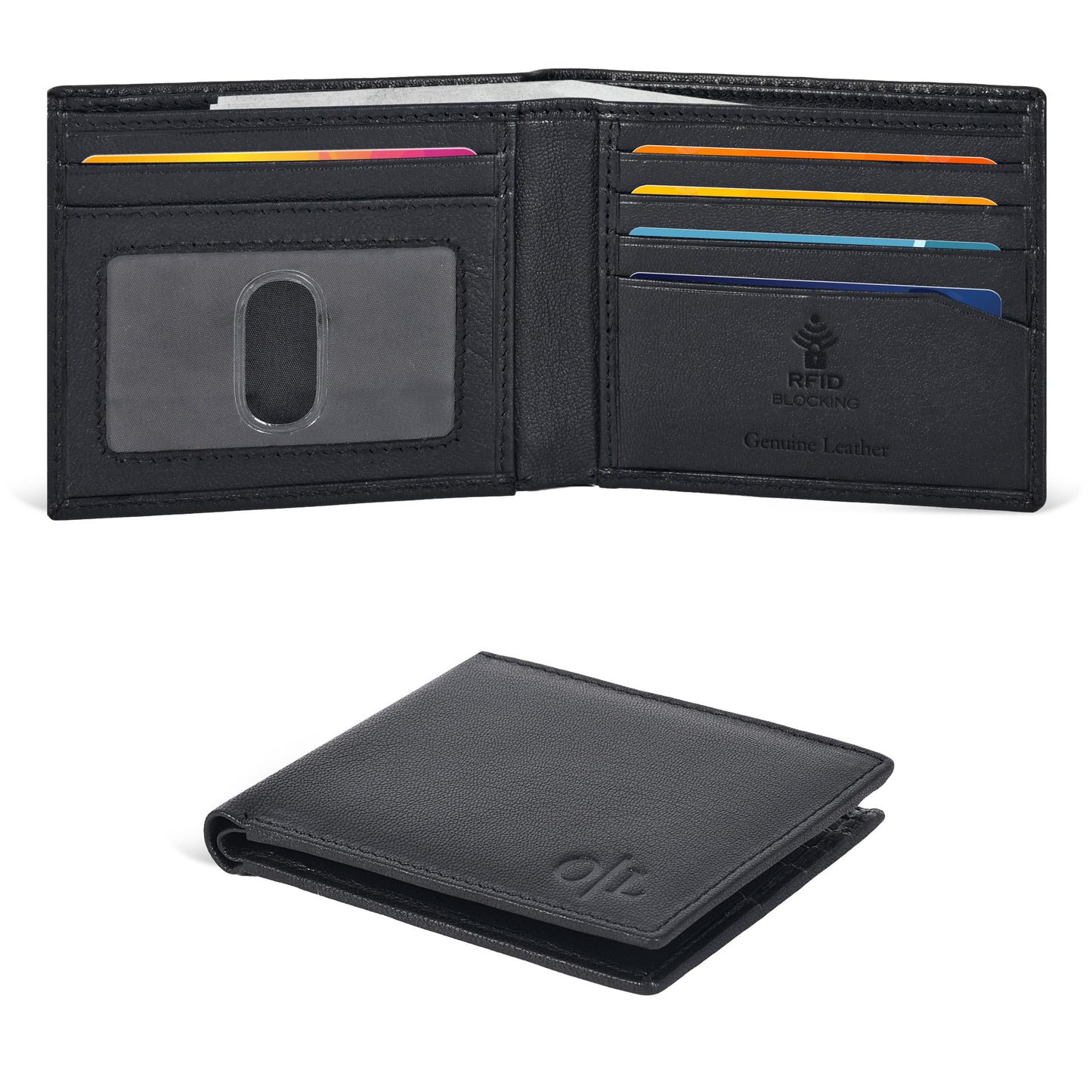Oak Leathers Slim Leather Wallet for Men - RFID Wallets 6 Credit Card Holder Ultra Thin Gift for Mens, Front Pocket Minimalist Design (Nappa Black)