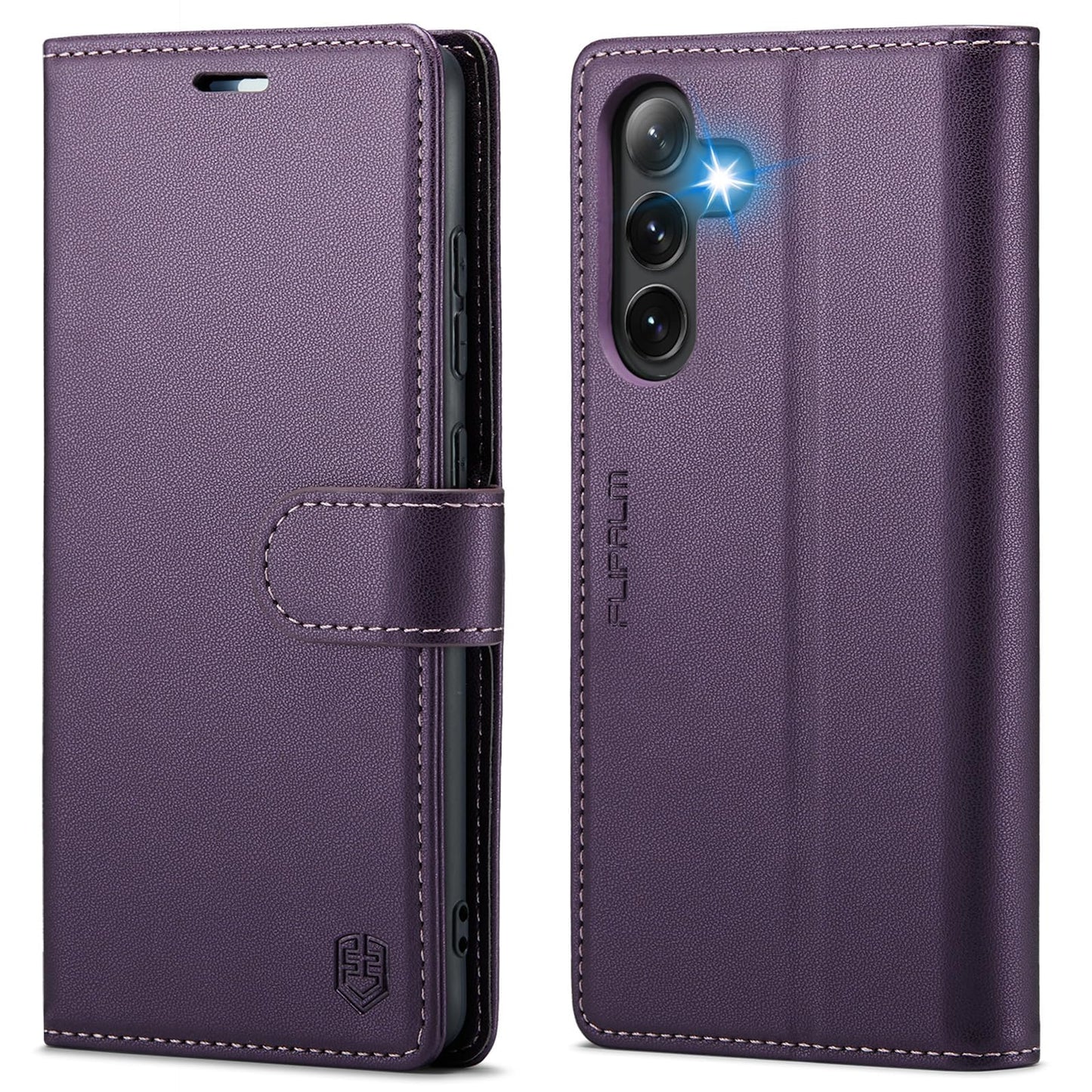 FLIPALM Wallet Case for Samsung Galaxy S25 Plus/S25+, RFID Blocking Credit Card Holder, PU Leather Folio Flip Kickstand Protective Shockproof Cover for Galaxy S25 Plus (Purple)