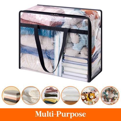 Lifewit 4 Pack Clear Clothes Storage Bags, 40L Plastic Blanket Storage Bag, Vinyl Foldable Moving Bags with Zipper, Closet Organizers and Storage Containers for Bedding, Duvet, Comforter