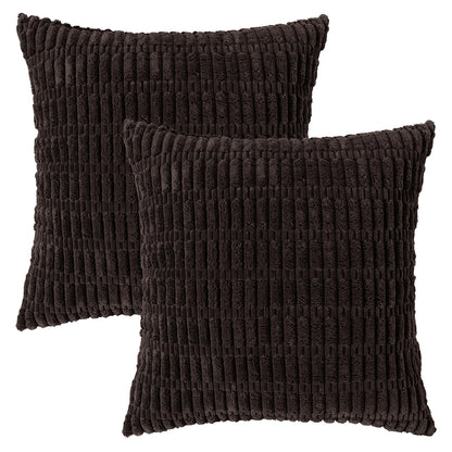 Smile of hope Pack of 2 Corduroy Decorative Throw Pillow Covers 18x18 Inch Soft Boho Striped Pillow Covers Modern Farmhouse Home Decor for Sofa Living Room Couch Bed Dark Brown