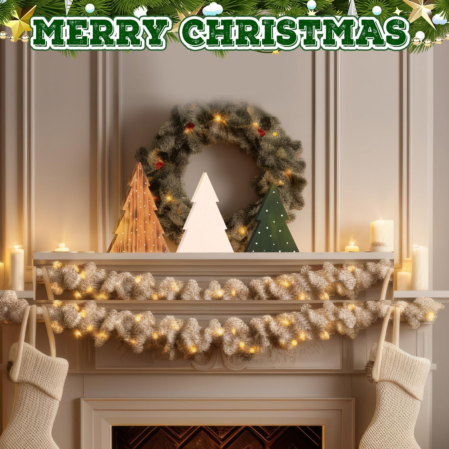 AceOrbit 3 Pcs Christmas Decorations Rustic Farmhouse Wood Christmas Trees Neutral Tabletop Tree Signs Decor Freestanding Xmas Wooden Decorations for Fireplace, Mantle, Shelf, Home, Office