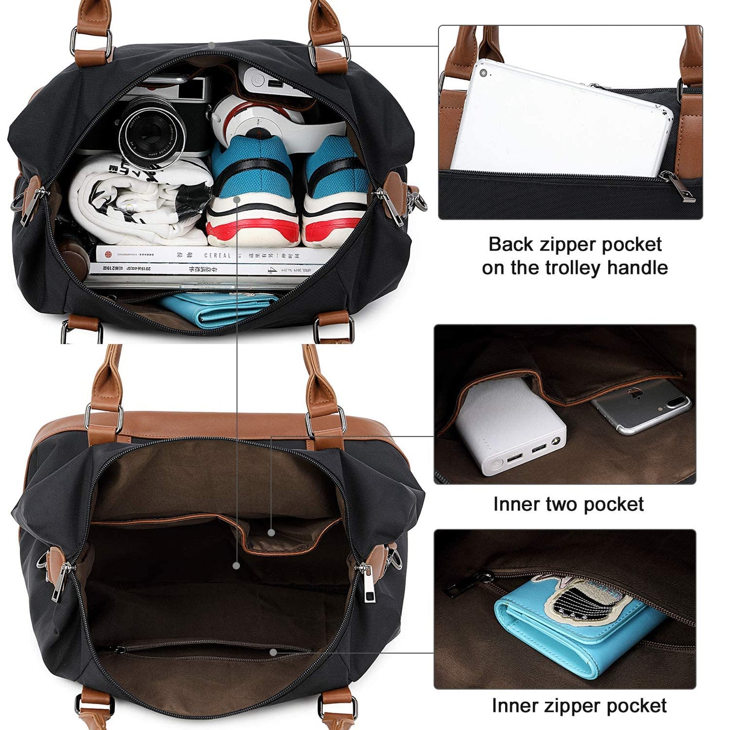 CAMTOP Women Ladies Weekender Travel Bag Canvas Overnight Carry-on Duffel Tote Luggage