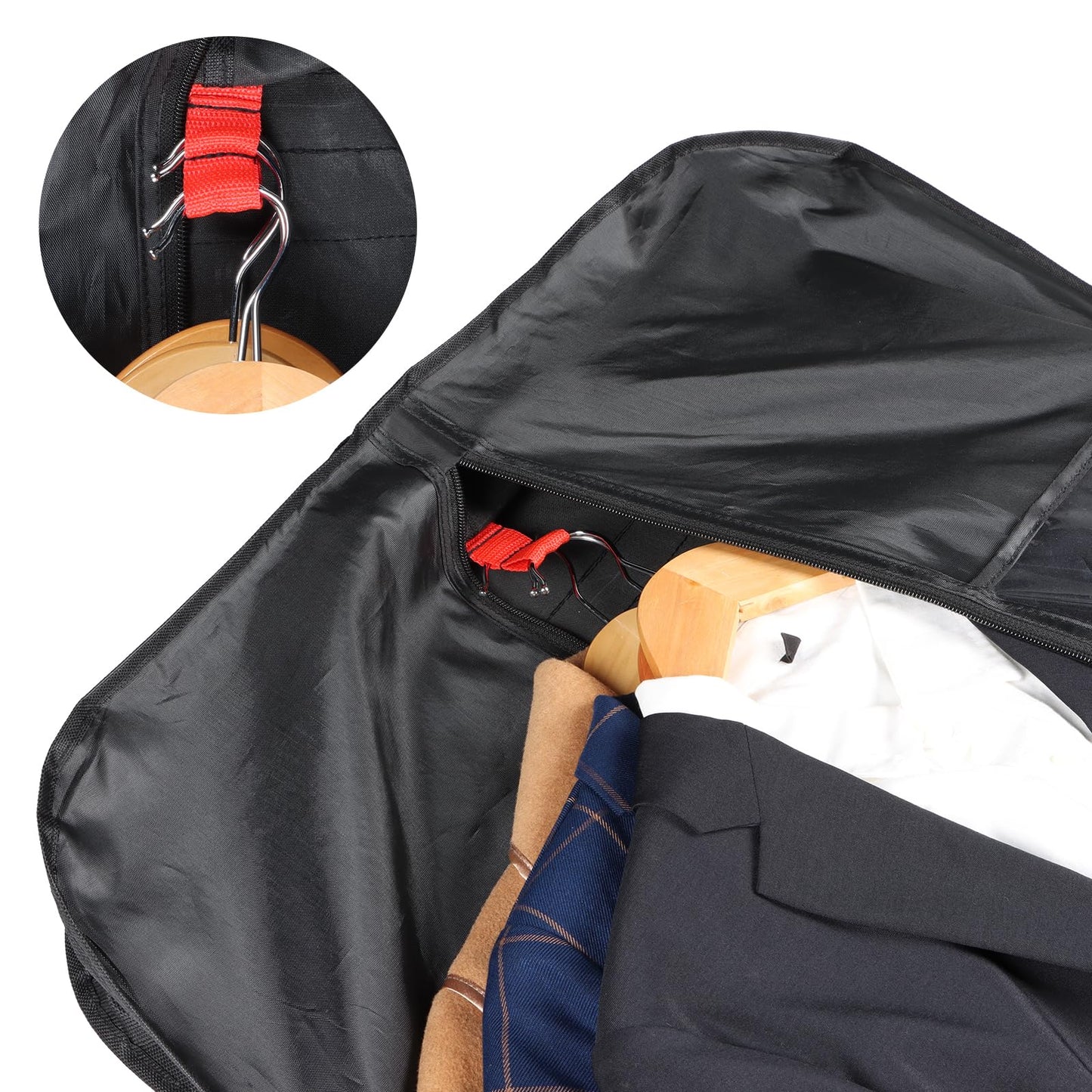 Zilink 48 Inch Garment Bags for Travel Heavy Duty Travel Suit Bag for Men Women with Buckles & Shoulder Strap Garment Bags for Hanging Clothes, Black