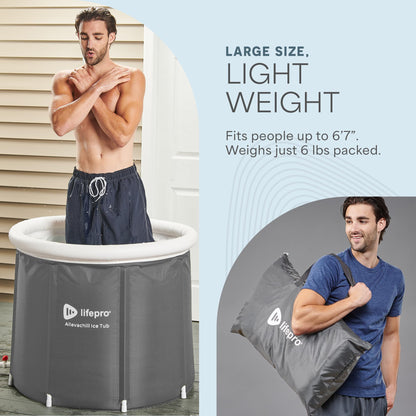 Lifepro Portable Ice Bath Tub with Cover and Storage Bag - Home & Travel Ice Bath Tub for Athletes and Adults, Durable Cold Plunge Tub for Home Therapy Sessions, Outdoor Ice Bath Cold Water Plunge Tub