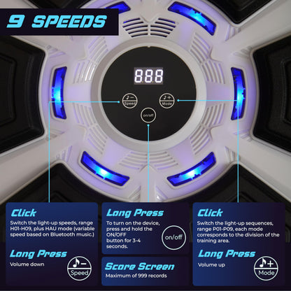 PHYLOKS™ Music Boxing Machine with Gloves, 9 Speeds & 9 Modes, Bring The Boxing Arena Home with Smart Reflex Lights, Music Punching Trainer for Home Fitness & Fun