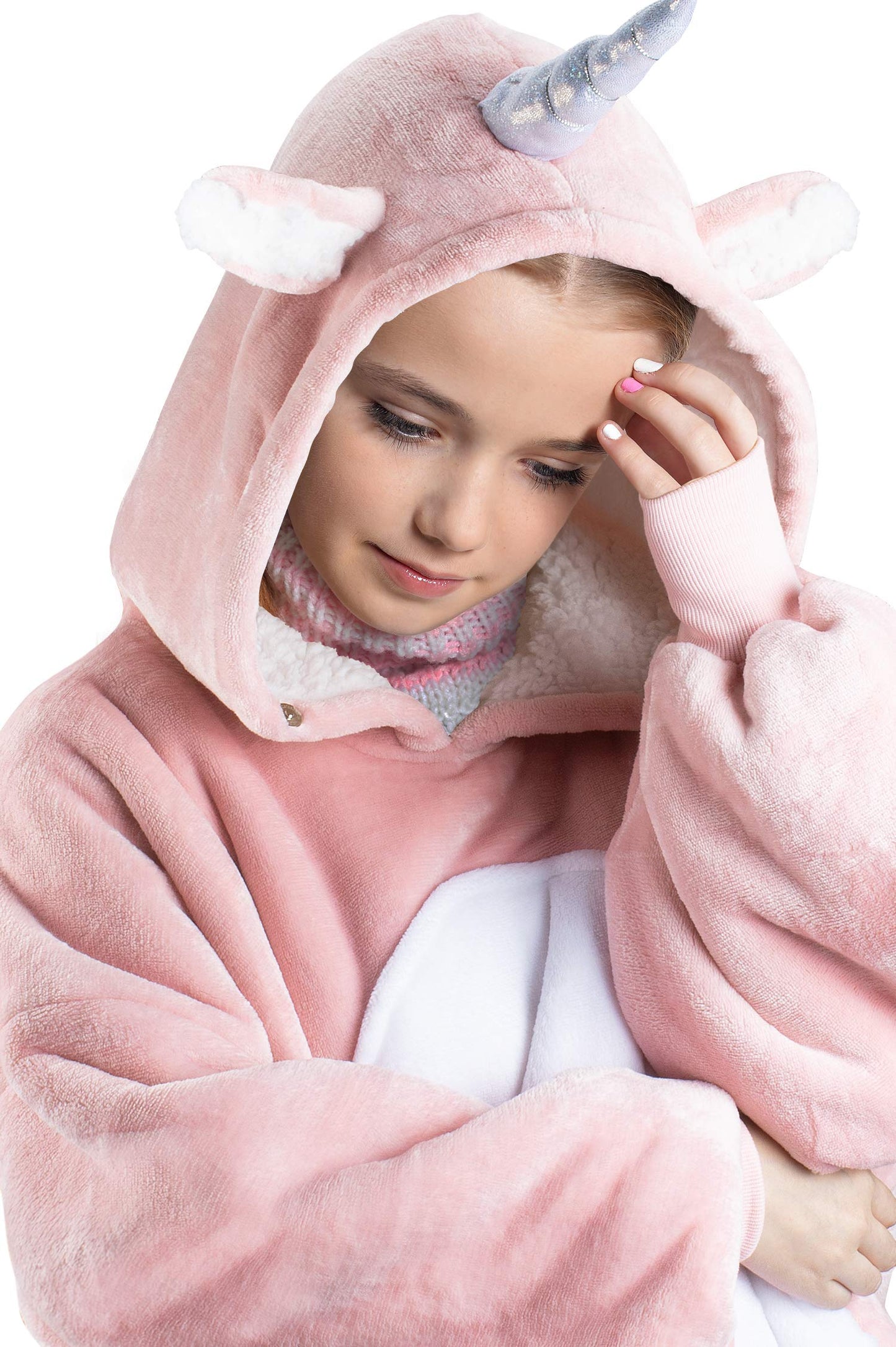 Catalonia Unicorn Wearable Hoodie Blanket Sweatshirt, Oversized Comfortable Hooded Pullover Jacket for 7-16 yr Teens Youth Kids, Gift Idea