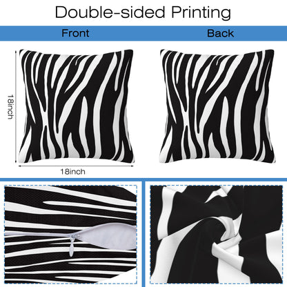 Naqiuli Throw Pillow Covers Animal Zebra Skin Pillow Covers 18x18 Inch Set of 2 Throw Pillows Decorative Pillow Cases Cushion Covers for Bedroom Livingroom Sofa Farm House
