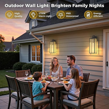 L LOHAS LED 2 Pack 24 Inch Large Size Dusk to Dawn Outdoor Light Fixture, Matte Black Waterproof Anti-Rust Porch Lights Ourdoor, Exterior Lighting Fixtures for Porch, Doorway, Garage, ETL Listed