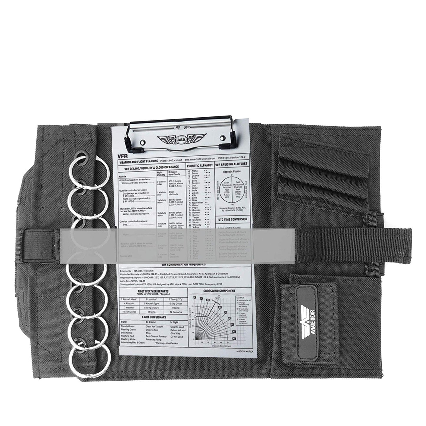Performore Pilot Kneeboard - Includes Clipboard, Knee Strap & 7 Rings - Organize Approach Plates, Checklists & More - Secure & Convenient Aviation Knee Board for Professionals & Enthusiasts