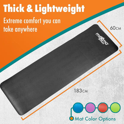 Maximo Fitness Yoga Mat - Multipurpose 72" x 24" x 0.5"(Standard) Exercise Mat for Men, Women and Kids, Ideal Non Slip Workout Mats for Yoga, Pilates, Gym Exercise with Carrying Strap
