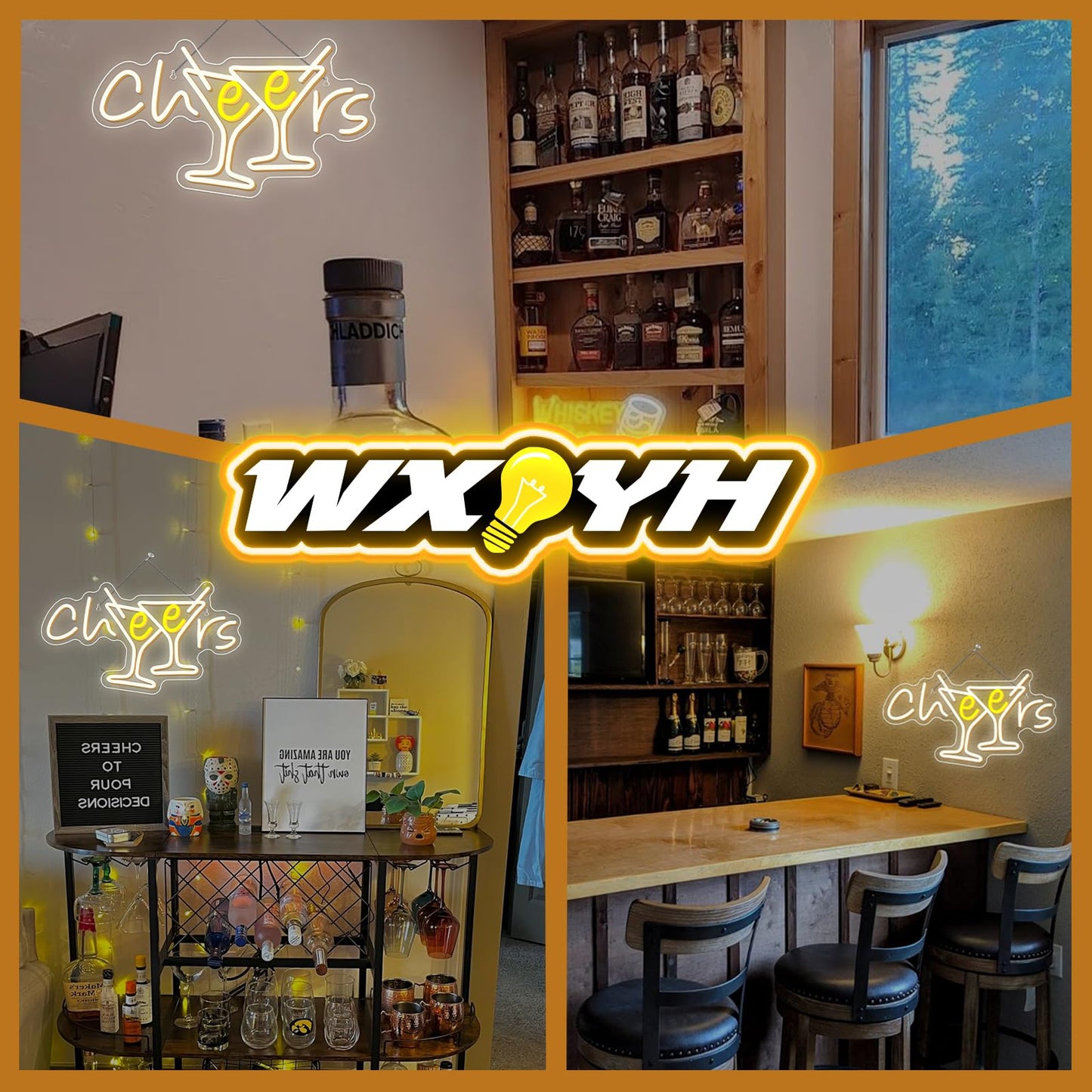 WX&YH Cheers Neon Sign Cocktails Bar Led Sign Cheers Neon Signs for Wall Decor Cocktails Glass Neon Lights Signs for Home Pub Party Club Restaurant Shop Bar Lights Decor Gifts
