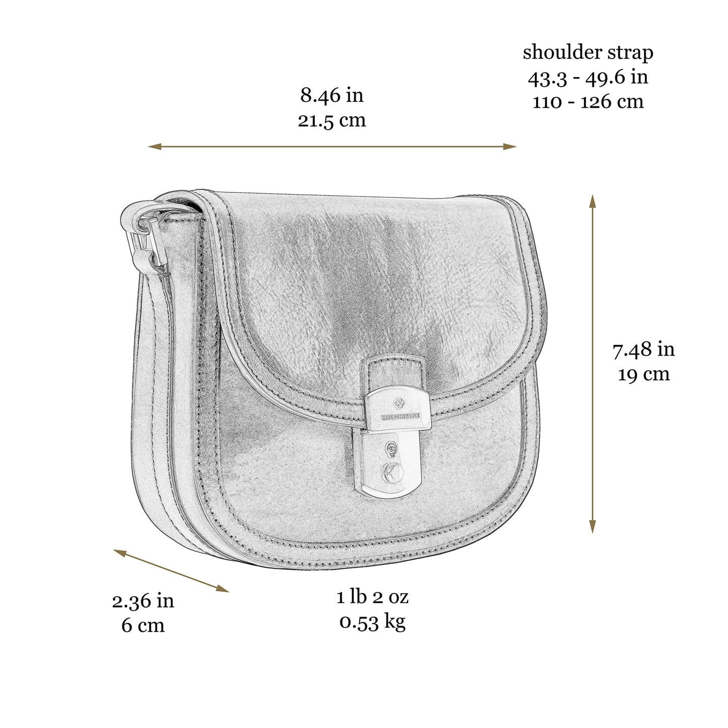 Time Resistance Leather Crossbody Bag – Saddle Bag with Magnetic Closure - Leather Messenger Bag for Women (Blue)