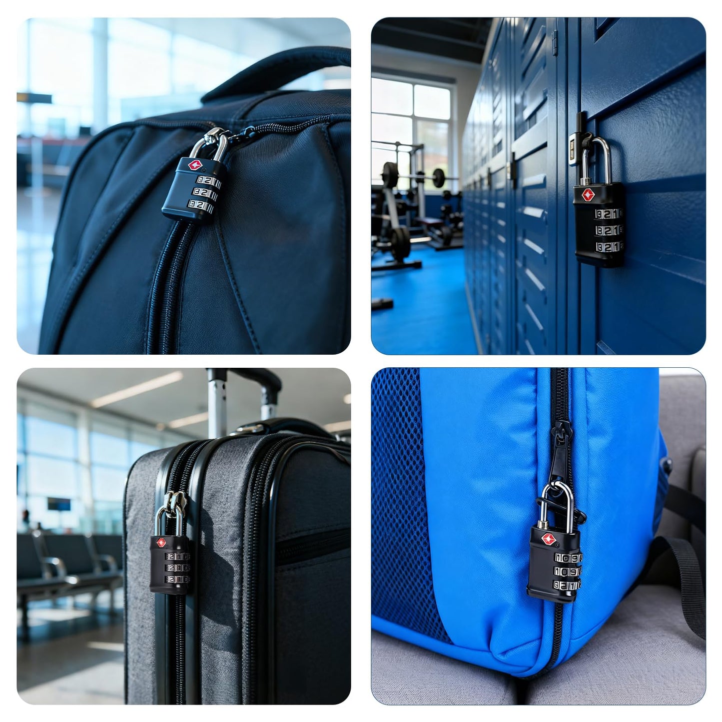 TSA Approved Combination Lock - Compact & Durable Luggage Locks, 3-Digit Resettable Password for Travel, Gym Lockers, Cabinets, Black