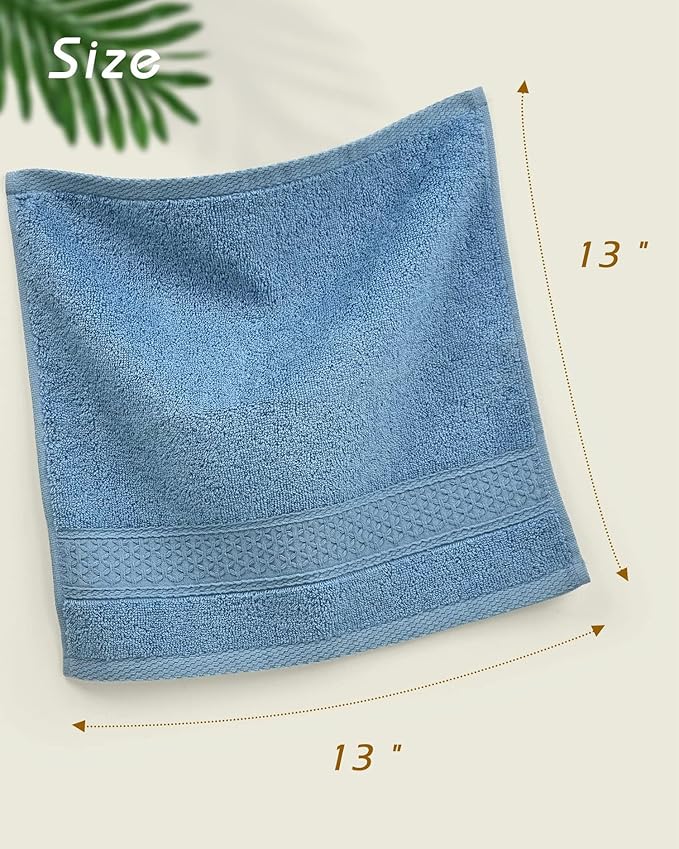 Cleanbear Pure Cotton Wash Cloths Face Cloths, 6 Colors per Set, 13 x 13 Inches