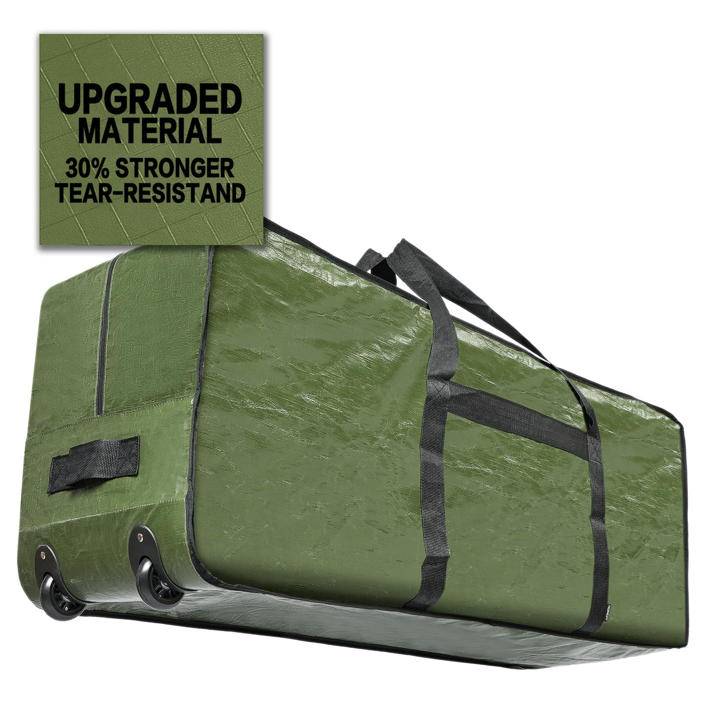 HOMEST Christmas Tree Storage Bag, Fits for 4.5-7 ft Xmas Artificials, Zippered Bag with Reinforced Carrying Handles and Wheels, Green (Bag Only)