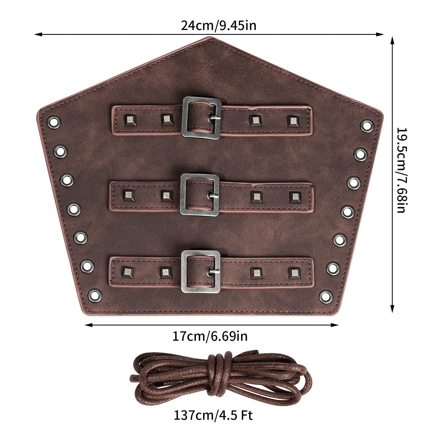 Pistha 1 Pair Unisex Medieval Leather Arm Gauntlet Wristband Buckle Bracers Halloween Cosplay Costume Accessory for Theme Activities