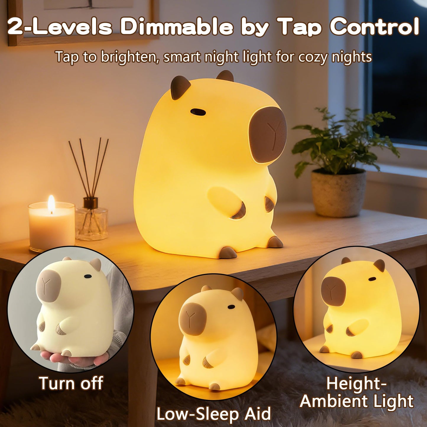 FAMIDUO Capybara Night Light for Kids,Safe Squishy Silicone Nursery Light with Timer,Dimmable & Rechargeable Touch Bedside Lamp, Cute Capybara Gifts for Boys Girls Toddlers, Baby & Kids Room Decor