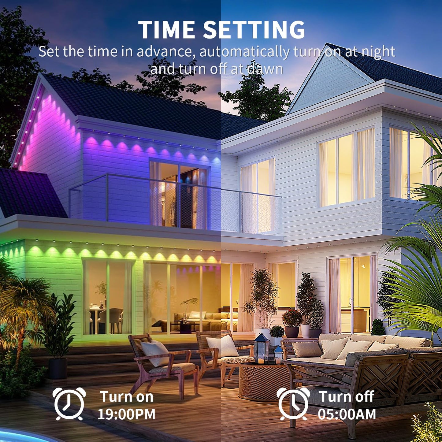 mw Permanent Outdoor Lights for House, 150ft RGB+IC Smart Outdoor Decor, 50+ Scene Modes, App/Remote Control, IP68 Waterproof, House Eave Lights for Christmas, Party Decorations