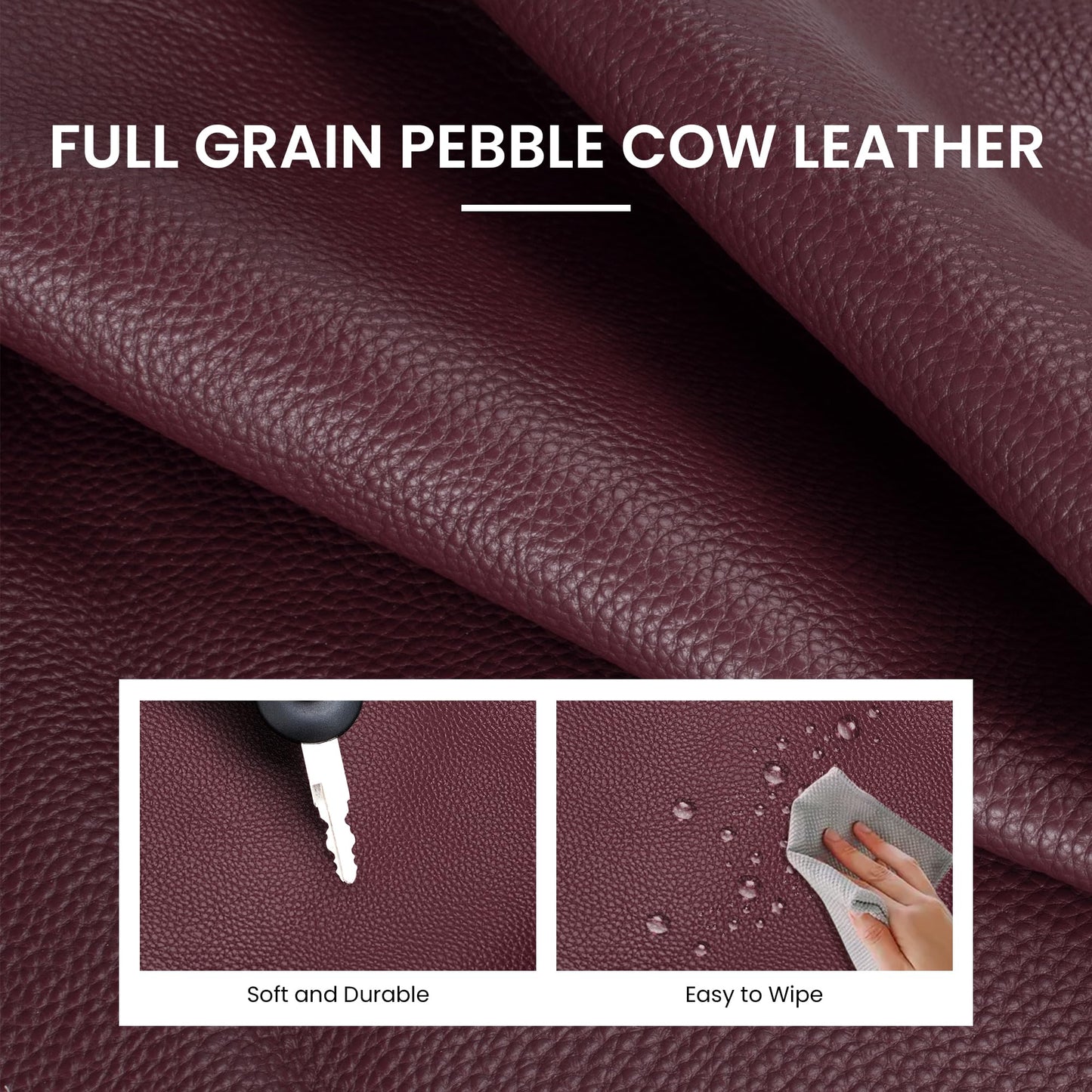 befen Genuine Leather Tote Bags for Women Work, Real Burgundy Leather Shoulder Handbags Zippered Satchel Purses with Adjustable Strap for Casual Shopping Travel, Burgundy