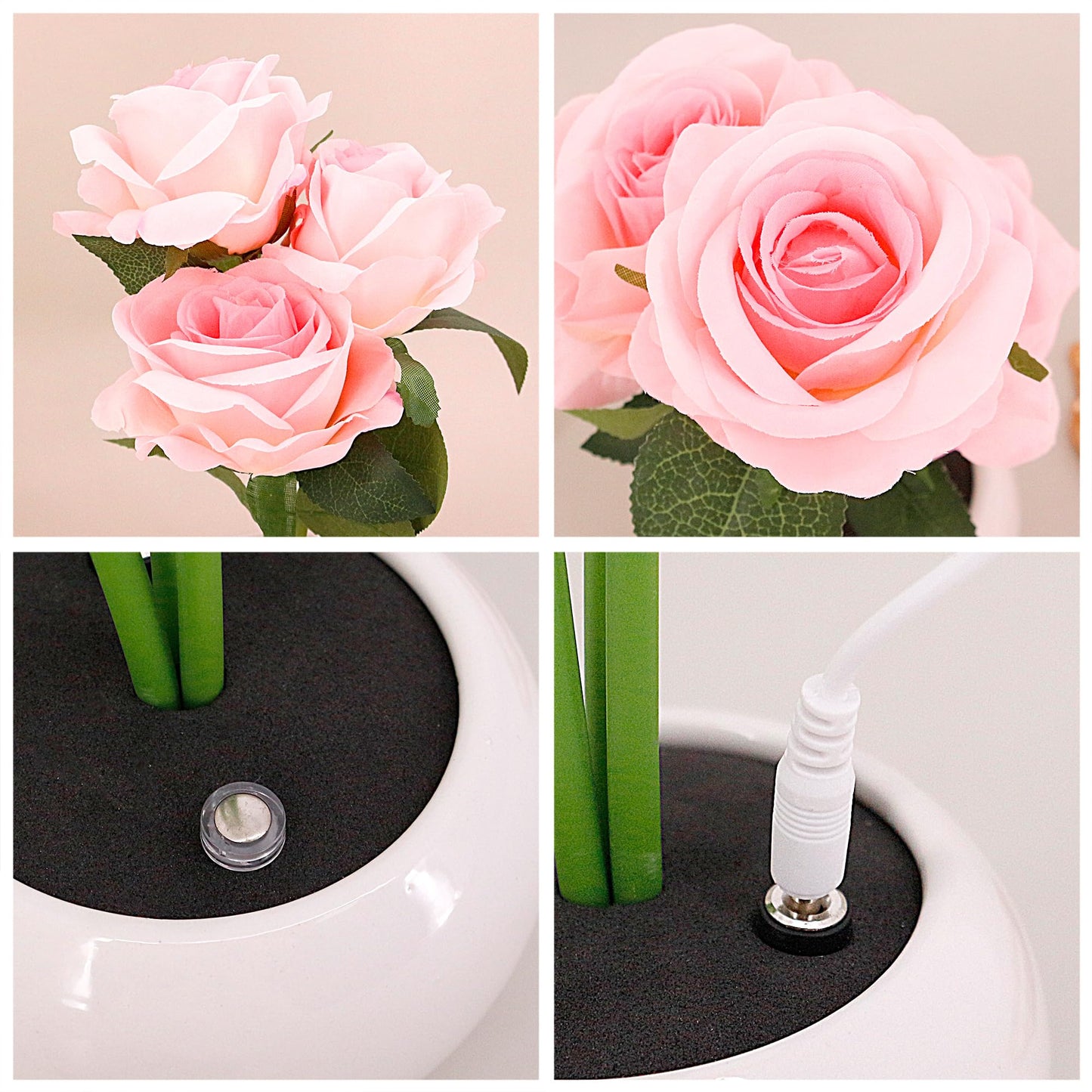 Naimo Rose Night Light Rechargeable LED Night Lamp Flower Table Lamp for Bedroom Living Room Birthday Party Desktop Home Decor