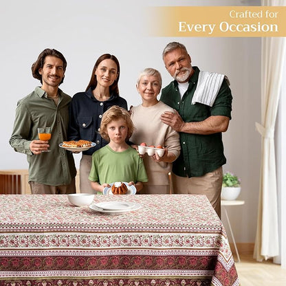 Maison d' Hermine Table Cloth Rectangle Table 100% Cotton 54 x 72 Inches Fall Tablecloth Reusable Everyday Use for Thanksgiving Christmas Decorations Dining Farmhouse Party (Reveillon Au Jardin)