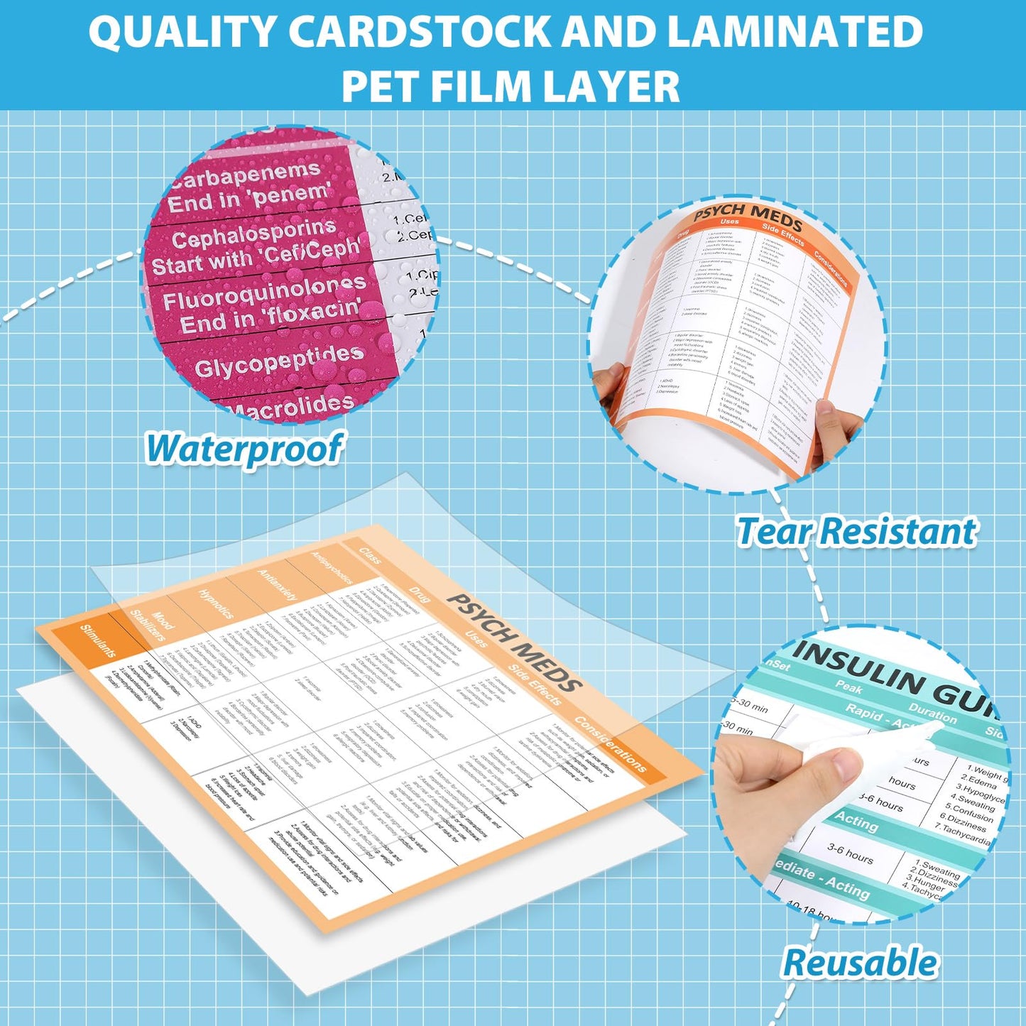 8Pcs Nurse Cheat Sheet Bundle Nurse Badge Reference Posters Pharmacology Cheat Sheets Nursing Notes for Nursing Students New Nurses Study Guide Supply Hospital Office Home Classroom Decor 11 x 8.5 In