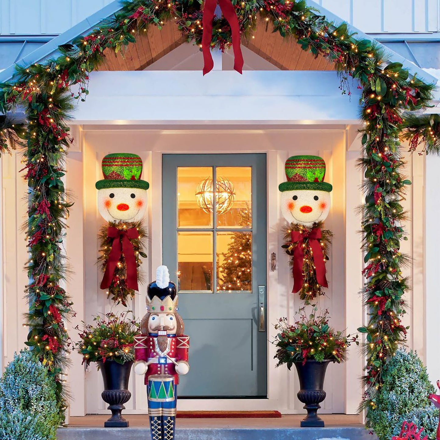 Hxezoc 2 Pack Christmas Snowman Porch Light Covers Good Light Transmission Lamp Covers for Christmas Front Yard, Garages, Garden, Porch Lamp Decoration