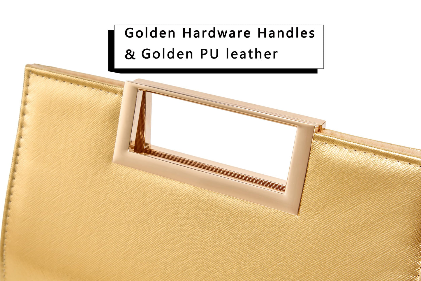 MUDUO eveing Clutch Purse Fashion Faux Leather handbag/shoulder bag (Gold)