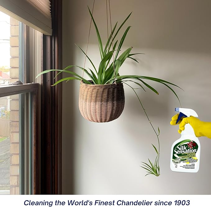Sparkle Plenty Silk Sensation Artificial Flower & Plant Leaf Cleaner - Fake Flower Dusting Spray - Silk Plant Cleaner Spray No Wipe - Drip Dry Cleaning Supplies for Artificial Tree (32 oz, 3 Pack)