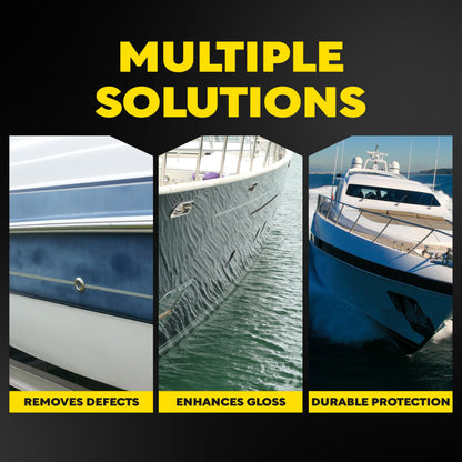 Meguiar's M4965 Marine/RV Fiberglass Restoration System, 3-Piece Marine Fiberglass Repair Kit Featuring Oxidation Remover for Boat Care Plus Boat Polish and Wax