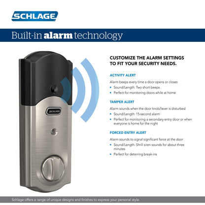 SCHLAGE Connect Camelot Touchscreen Deadbolt Smart Lock w/ Alarm (Aged Bronze)