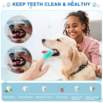 LDIIDII Dog Toothbrush Dog Tooth Brushing Kit Dog Finger Toothbrush for Dog Teeth Cleaning&Dog Dental Care,Cat Toothbrush Dog Tooth Brush Puppy Toothbrush (Blue Green Pink Purple(4-Pack))