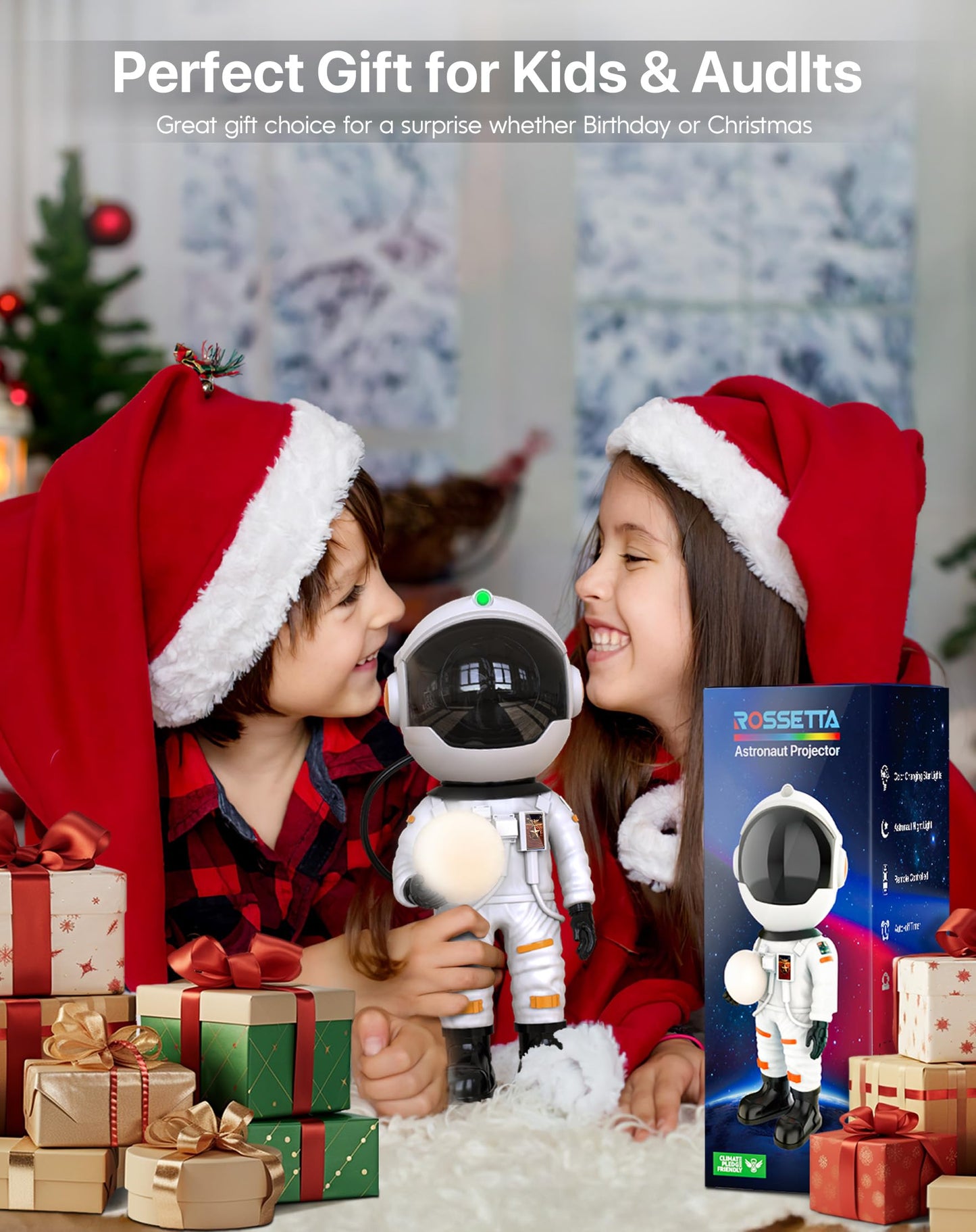 Rossetta Astronaut Galaxy Projector, Star Projector for Bedroom, LED Night Light for Kids Room with Timer and Remote, Gifts for Kids, Adults, Party, Birthday, Christmas, Easter