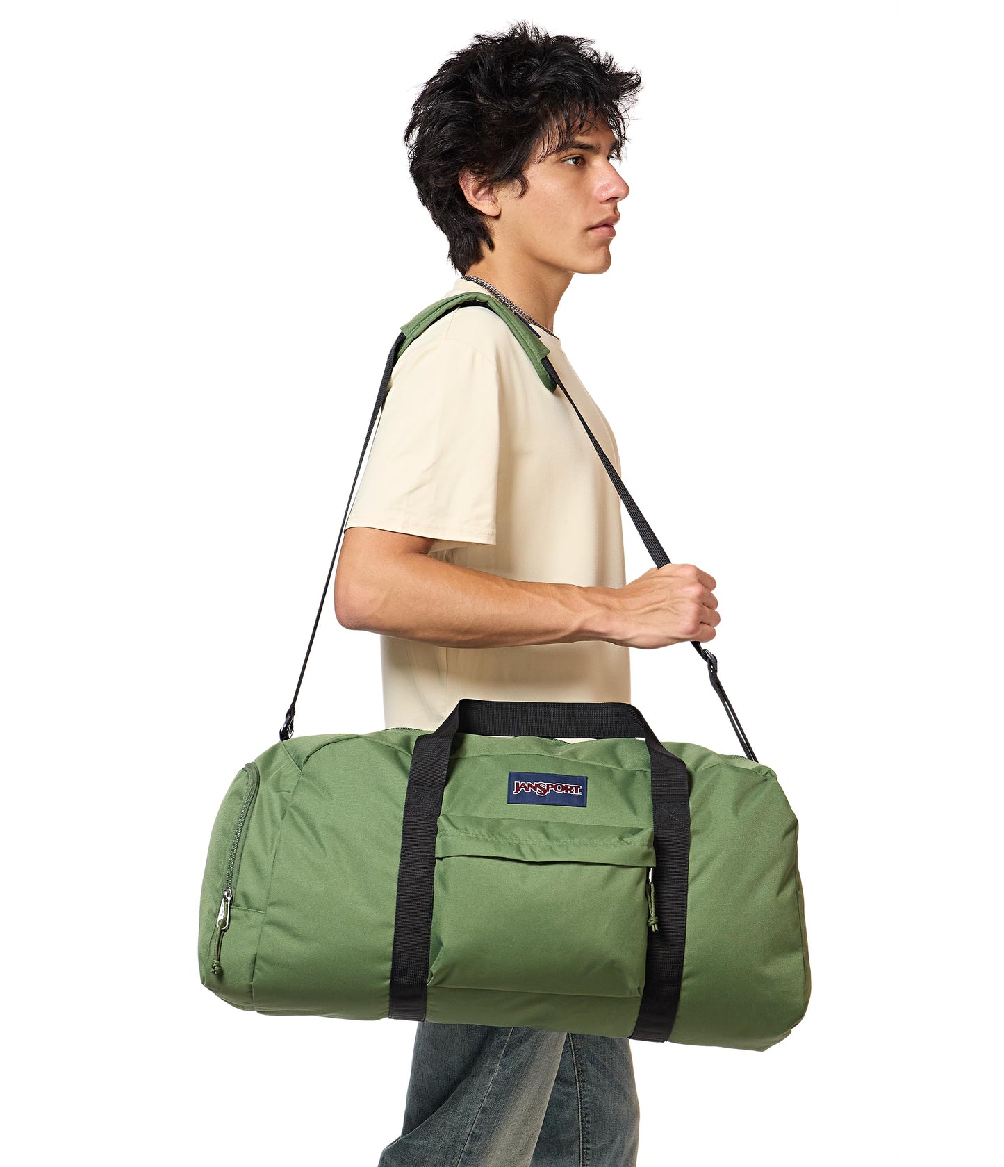 JanSport Weekender Large Duffel - Travel or Gym Bag, Durable Weekender with Front Utility Pocket & Side Grab Handles - Cargo Green