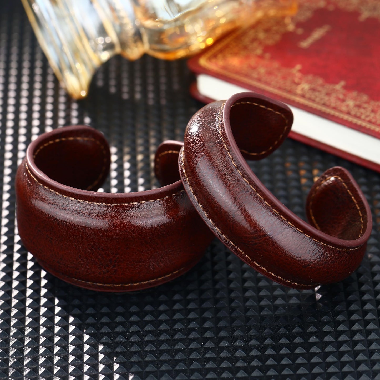 EVEYE 2026 Vintage Brown Leather Cuff Bracelet, Wide Leather Open Bangle, Retro Wristband Jewelry for Men Women