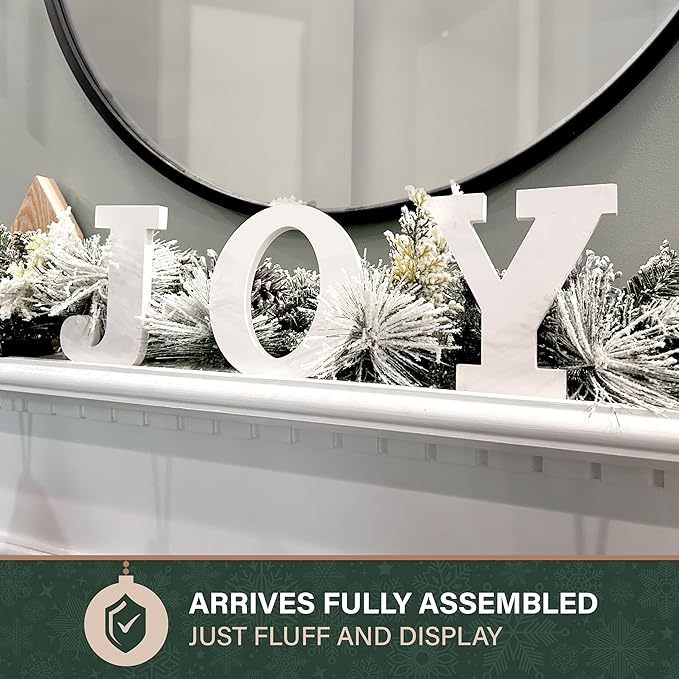 Fraser Hill Farm 6-Ft. Christmas Snow Flocked Garland with Pinecones Perfect for Door, Window, Wall, or Fireplace, Festive Holiday Decor