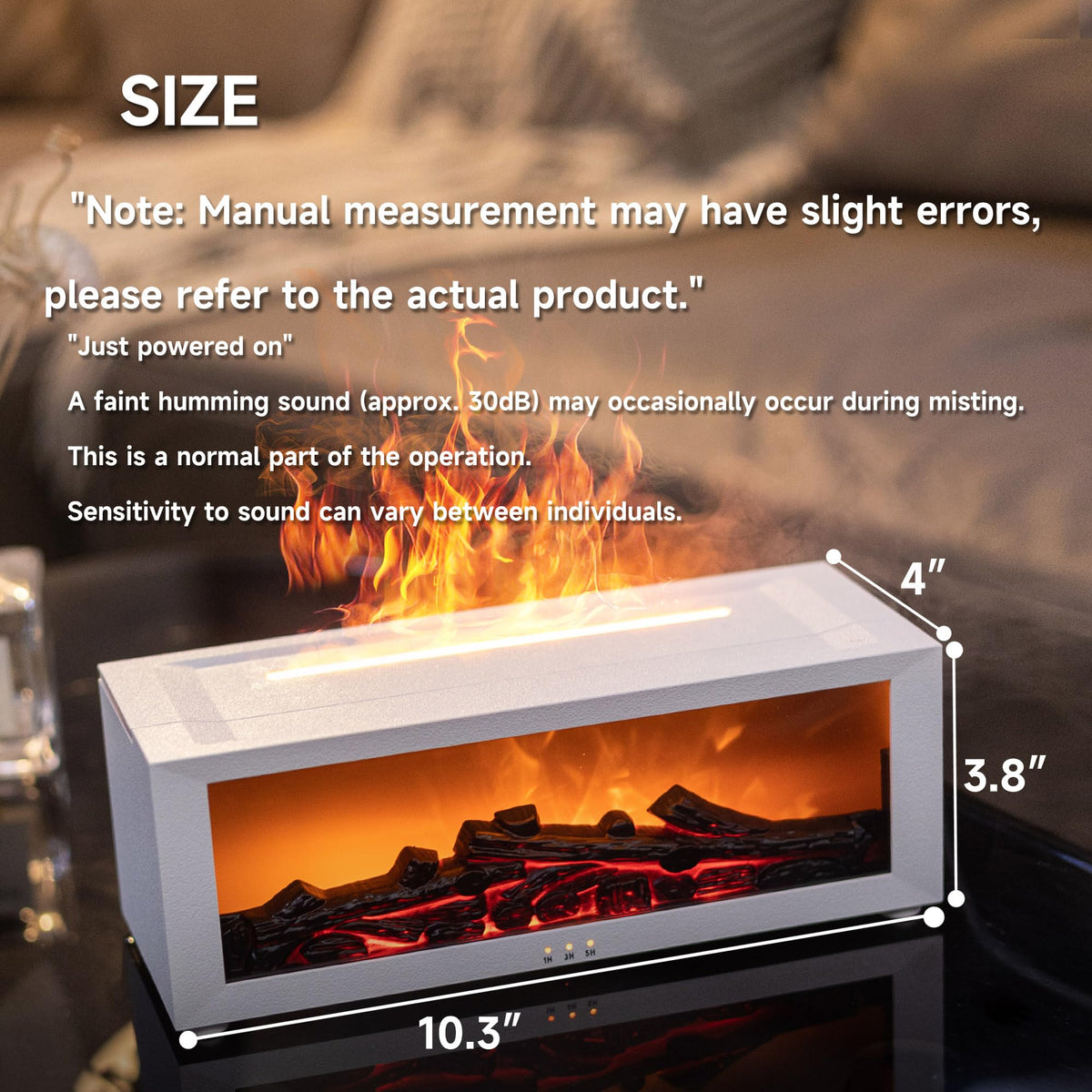 Fireplace Flame Air Diffuser Humidifier,7 Colors Aromatherapy Essential Oil Diffuser,Ultrasonic Aroma Humidifier with Timer for Home,Bedroom,Office,Yoga (BlackB, L)