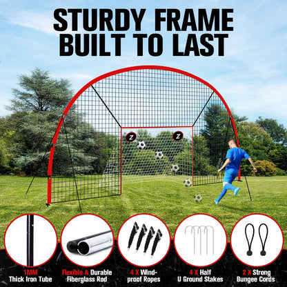 ZEALFEEL 3-in-1 Soccer Goal with Backstop Net & Rebounder, 21x10ft Soccer Rebounder Net with 2 Targets, 36-Strand PE Net, Soccer Training Equipment for Shoot Pass Ball Control Backyard Game