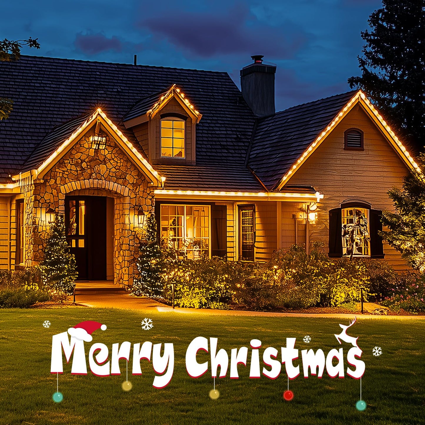 Minetom C9 Clear Christmas String Lights, 25FT 25 Blubs Bright & Warm Outdoor Christmas Lights, Long Life C9 String Lights for Tree Patio Gazebo Wreath, Black Wire