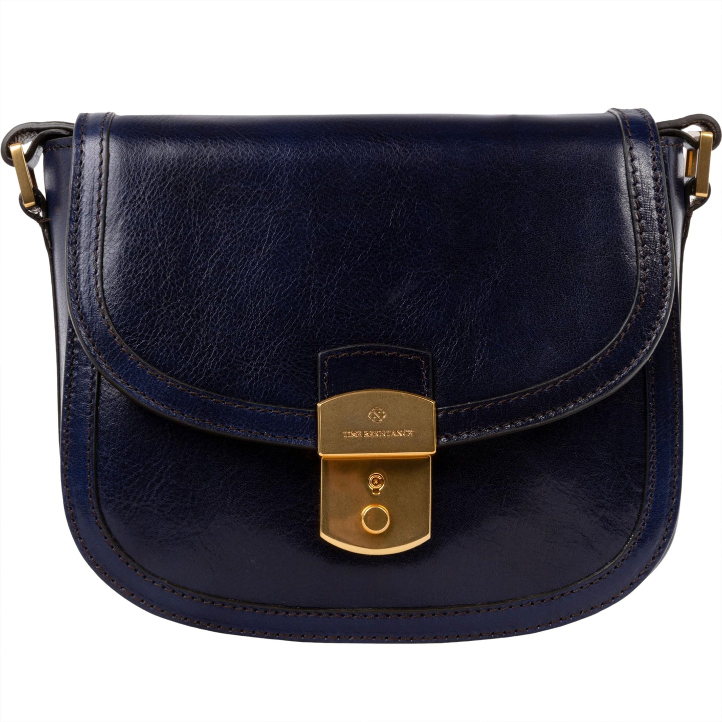 Time Resistance Leather Crossbody Bag – Saddle Bag with Magnetic Closure - Leather Messenger Bag for Women (Blue)