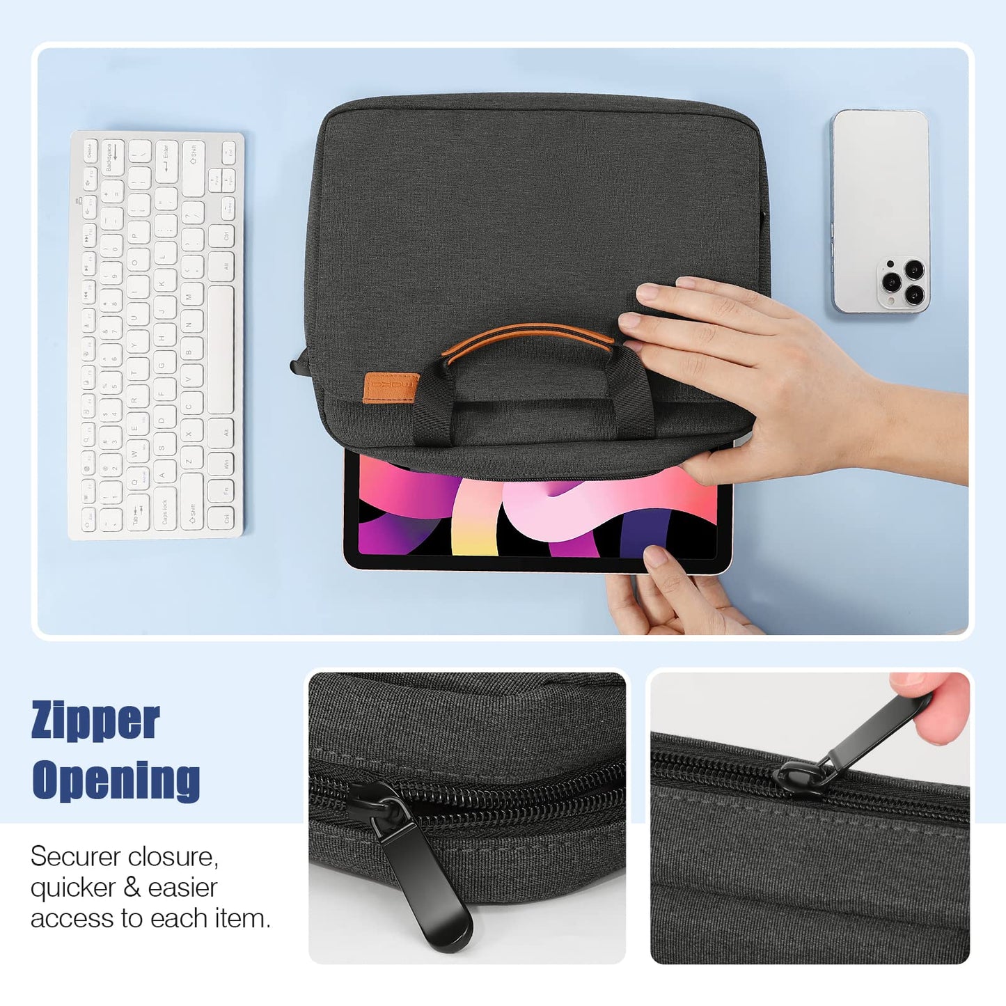 MoKo 13-14 Inch Laptop Sleeve Bag, Protective Handle Shoulder Bag Fits New 13-inch Mac Air M5/Mac Neo A18 Pro, 14-inch MacPro M5/M4/M3/M2/M1, 13-inch Mac Air M4/M3/M2/M1, Black & Gray