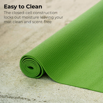 Hello Fit 10-Pack Yoga Mat, 68" x 24" Non Slip Exercise Mat, 4mm Thick Gym Mat for Fitness and Stretching, Bulk Non Toxic Yoga Mats for Schools and Studios, Green