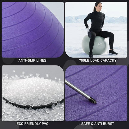 Yoga and Pilates Ball - 15" to 30" Sizes for Fitness, Workout, Pregnancy & Therapy | Quick Pump Included