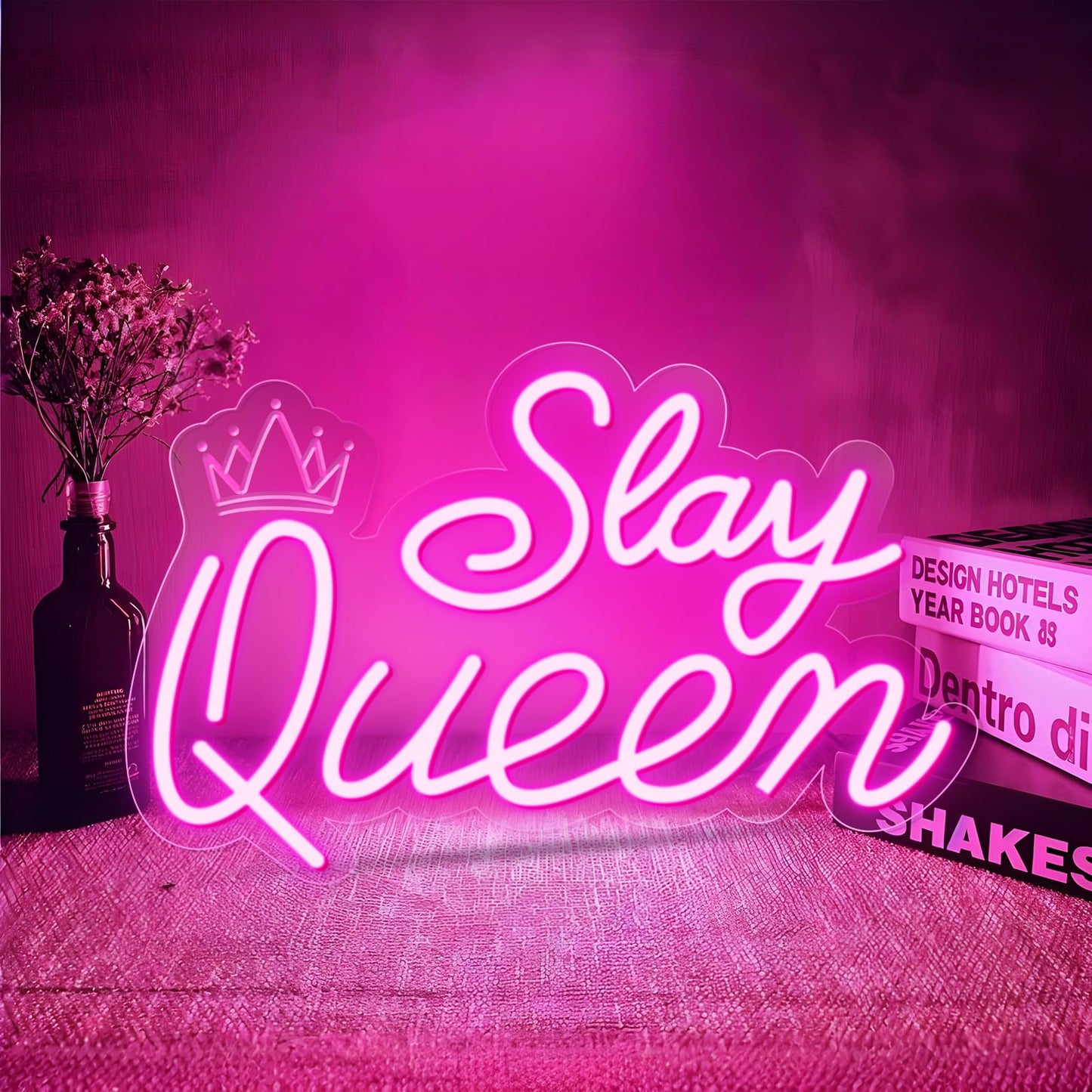Slay Queen Neon Sign for Wall Decor, Adjustable LED Light Up Signs USB Powered Pink White Neon Sign for Girl Women Birthday Valentines Christmas Bedroom Dorm Wall Art Decor