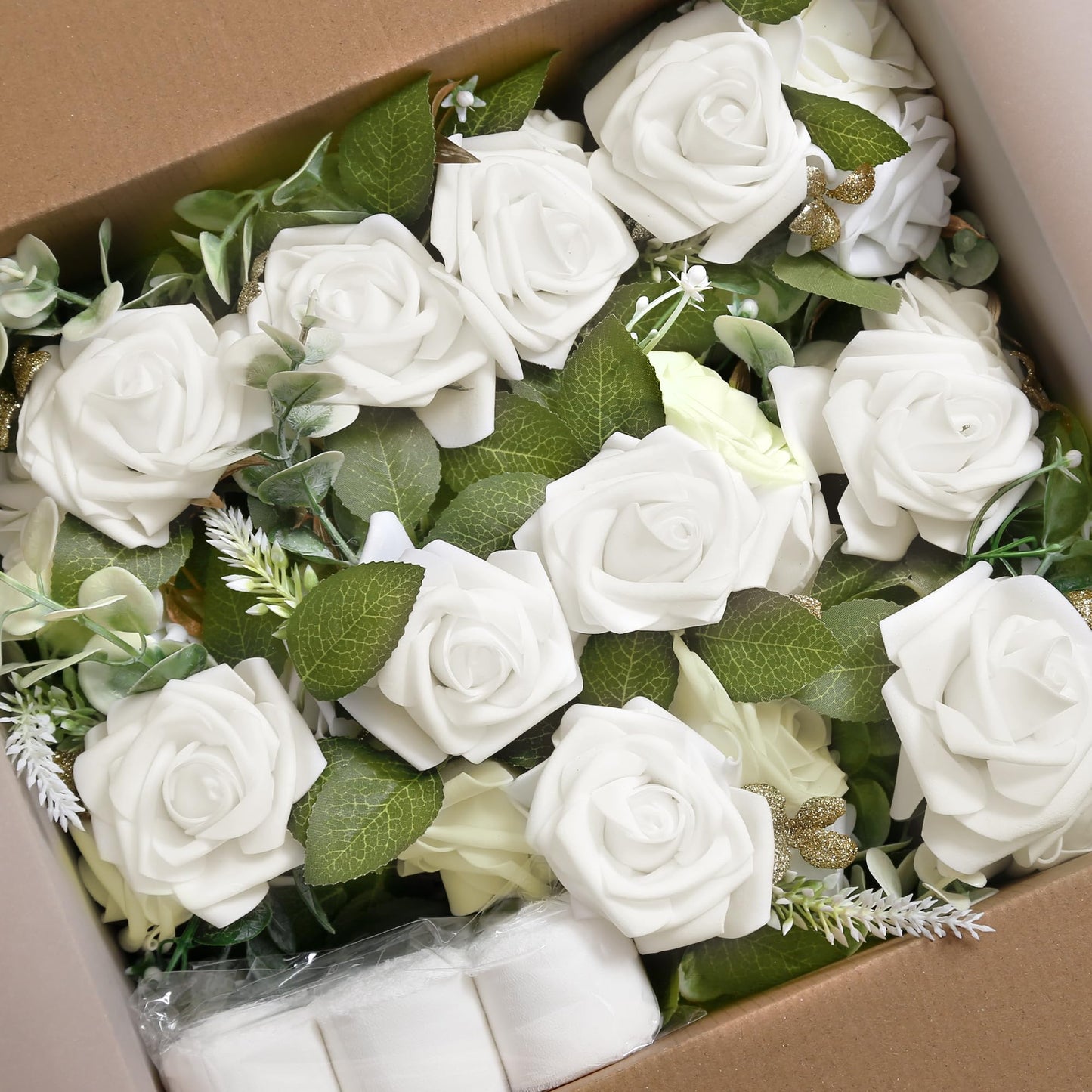 DreamBuilt Wedding Aisle Decorations for Wedding Ceremony Set of 10 Pew Flowers for Church Chair Decorations Party Decor with Artificial Flowers Eucalyptus and Ribbons White